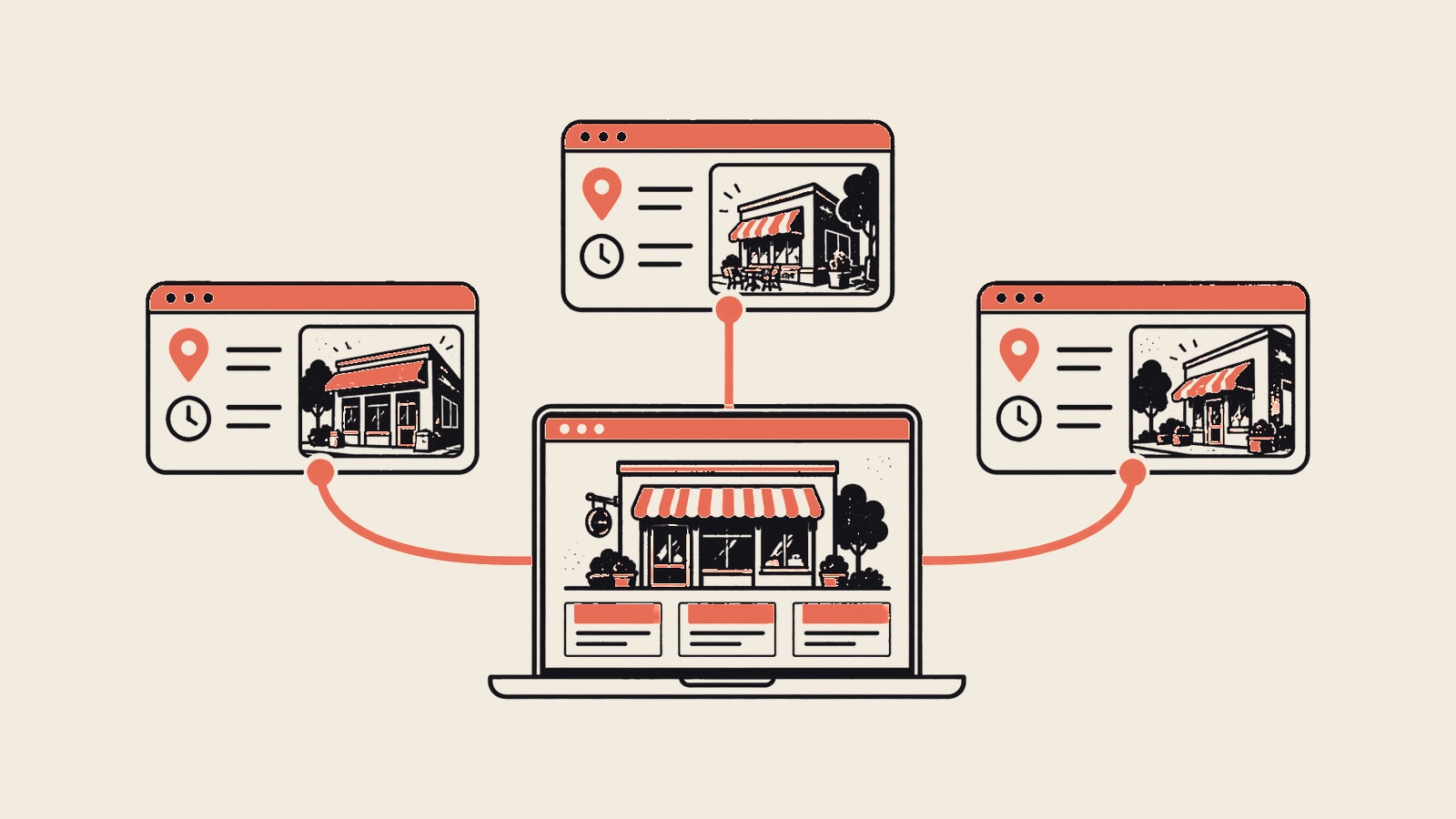 Multi-location website showing a central location directory and distinct branch pages with accurate local details.