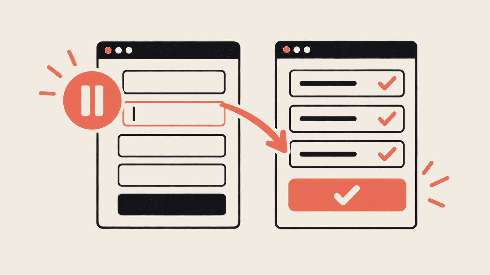 An unfinished form compared with a clearer completed form.