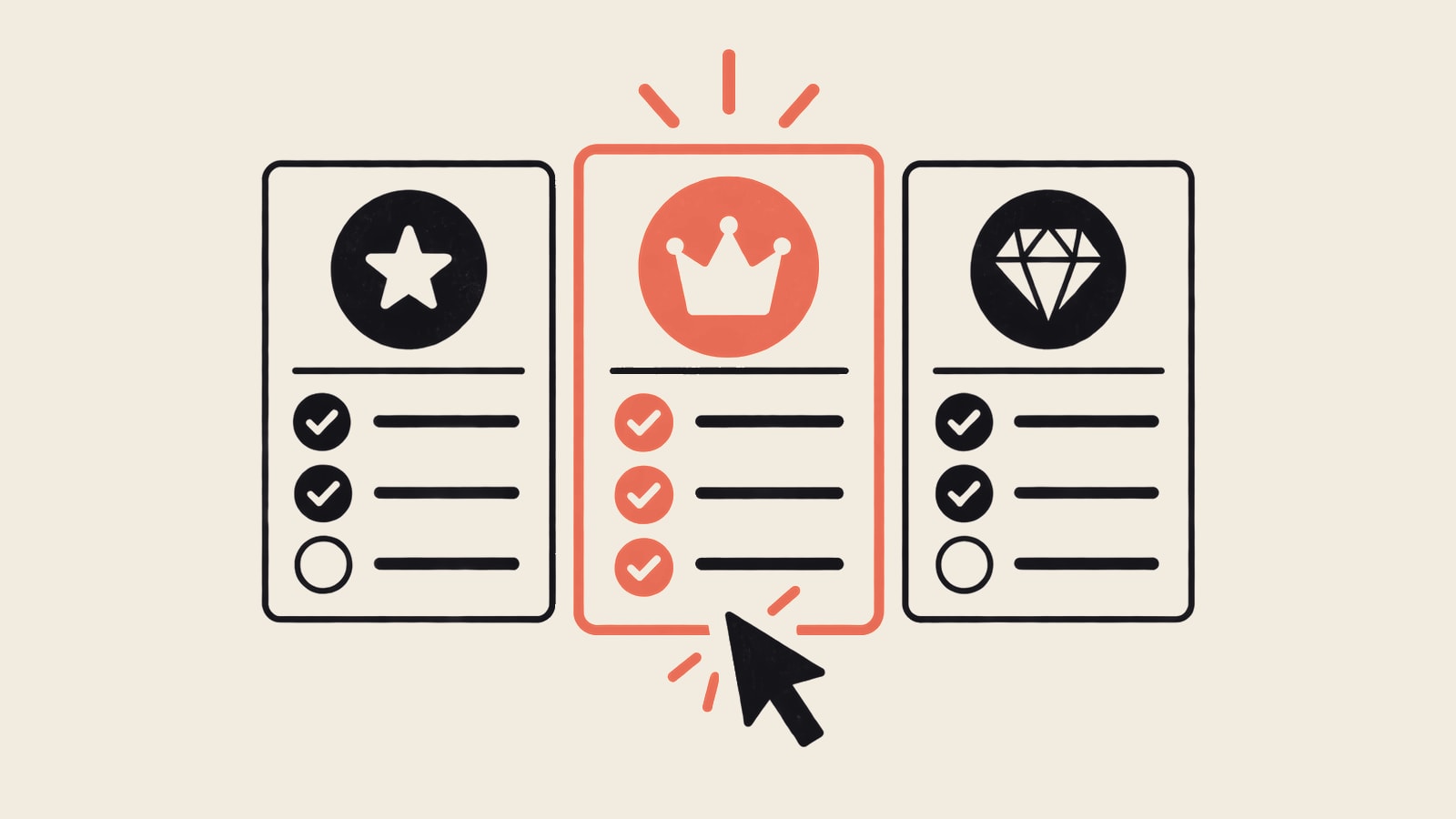 Three plan comparison cards with a focused pricing decision.