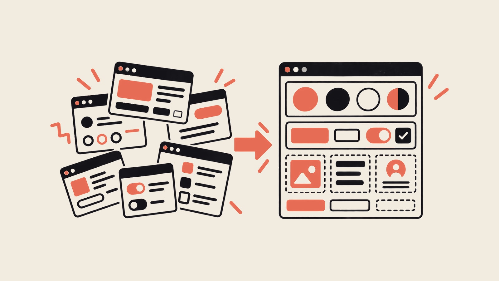 Inconsistent app screens reorganized into a clear shared interface system.